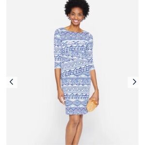 NWT‎ J. McLaughlin Nicola Dress Lekha Geo Stripe Royal/Blue Cream Catalina Cloth